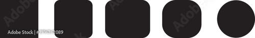Foto Set of black geometric shapes with different corner radius from square to circle