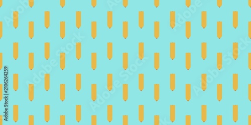Seamless pattern of yellow pencils on light blue background, back to school  illustration.