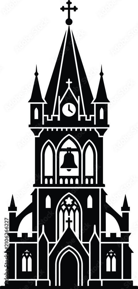 Fototapeta premium Spooky halloween castle silhouette gothic architecture for creepy decorations party themes and haunting visual designs