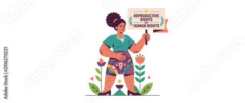 Woman Protesting for Reproductive Rights and Human Rights