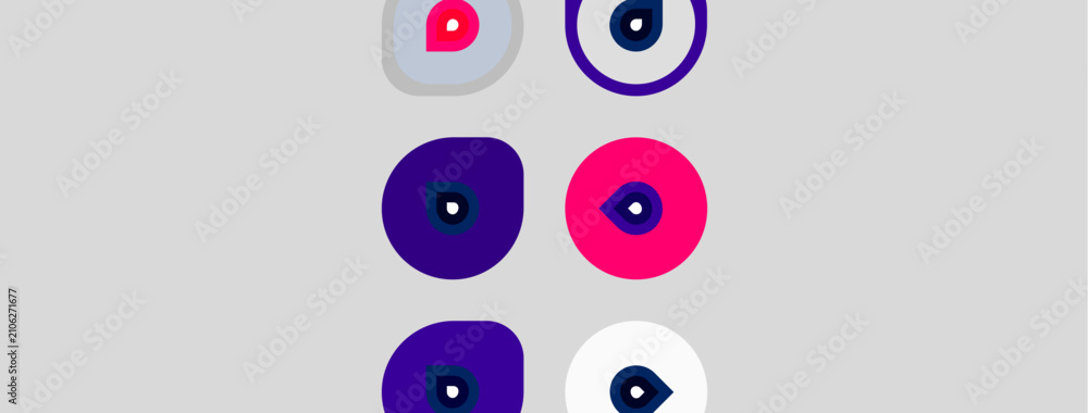 Obraz premium Abstract circles, varying colors, pink, purple, white. Geometric shapes present simple design, modern aesthetic.