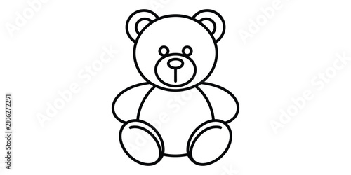 Cute teddy bear toy line art icon