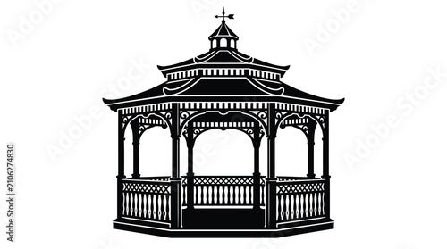 Fotografía Black gazebo icon on white