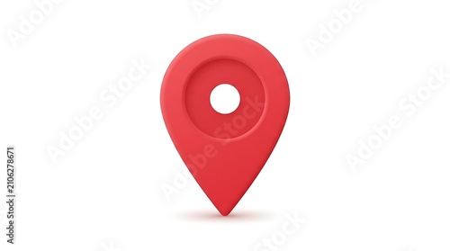 3D Rendered Red Map Location Pin Icon Isolated on White Background.