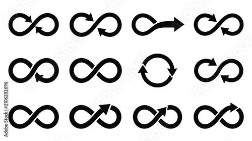 Black infinity loop symbols with arrows
