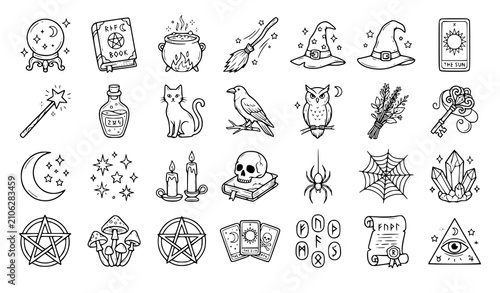 Foto Fantasy, Magic, Spells and Mystical Elements Editable Stroke Icon Set