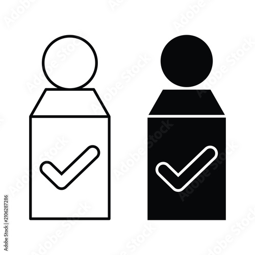 Checkmark user profile icons featuring solid and outline person graphics.