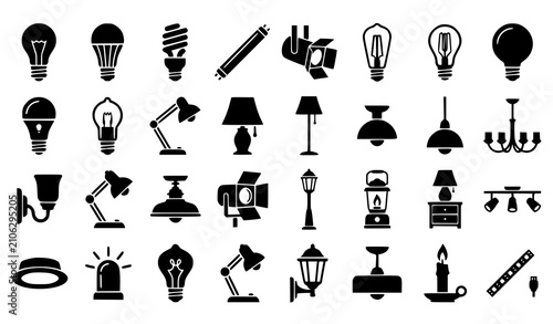 Foto Black Silhouette Lighting Collection Featuring LED Incandescent Fluorescent Bulb