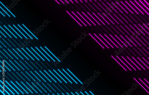 Blue and purple neon laser lines abstract tech futuristic background. Glowing vector design