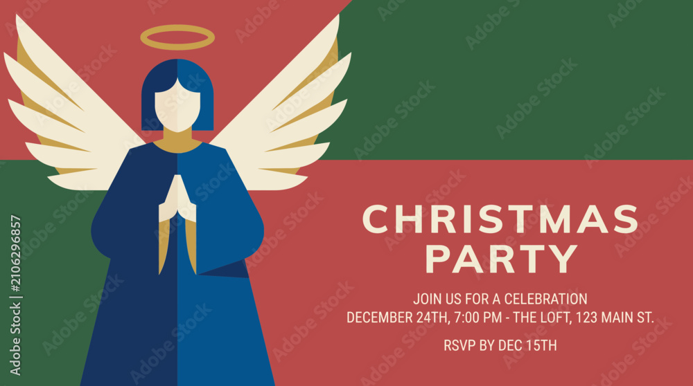 Obraz premium Christmas Party Invitation with Modern Angel Design