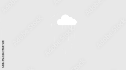 Simple Cloud with Rain Icon - Weather Forecast Symbol on Gray Background