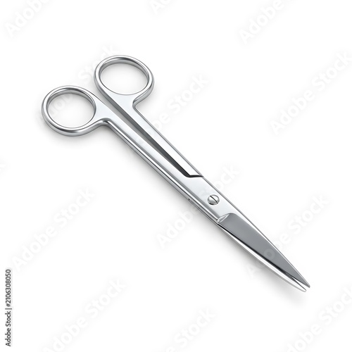 3D surgical scissors icon. Metal medical instrument for hospital surgery.