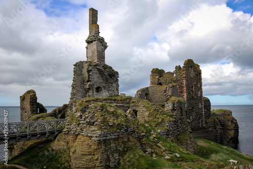 Castle Sinclair Girnigoe ruins view near Wick town, North Scotland