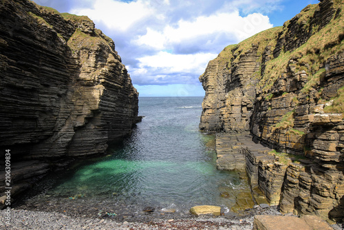 Bay of Castle Sinclair Girnigoe view near Wick town, North Scotland