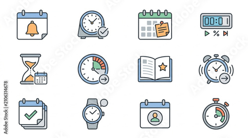 Foto Flat Design Collection of Time and Calendar Icons.