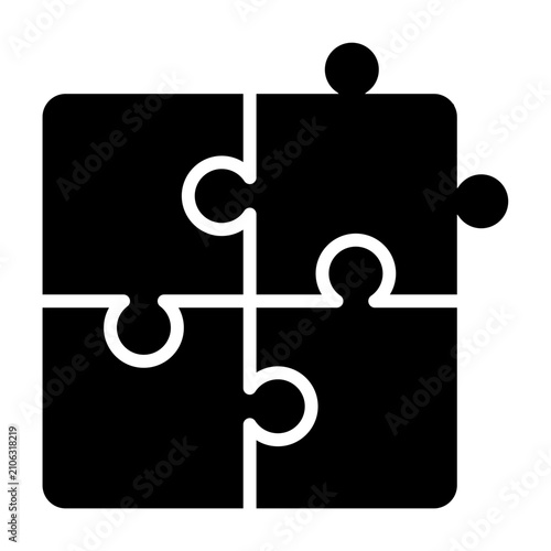 Four Puzzle Pieces Fitting Together as One