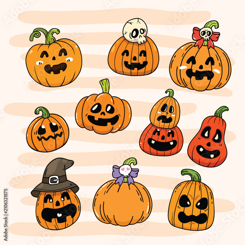 illustration halloween pumpkin hand drawn vector