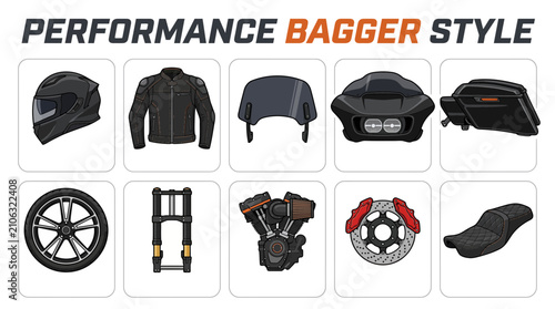 Fotografía Performance bagger motorcycle gear and parts collection