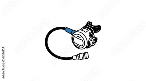 Foto Scuba diving regulator and second stage breathing apparatus minimalist line art
