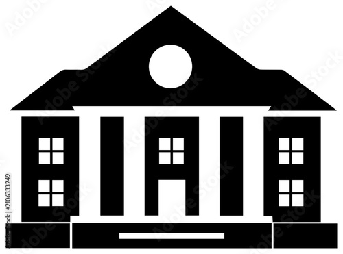 Solid black icon of educational institution building with filled icon school architecture university institute resource learning graphic with element
