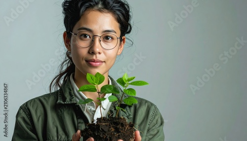 Professional Young Woman Working on Laptop in a Bright Minimalist Home Office Workspace