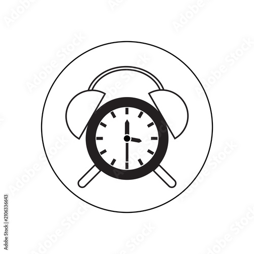 Alarm Clock Icon in Brown Circle – Modern Flat Line Time Management, Wake Up and Schedule Symbol