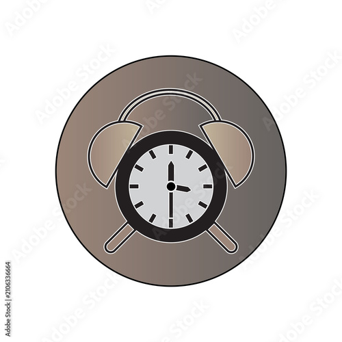Alarm Clock Icon in Brown Circle – Modern Flat Line Time Management, Wake Up and Schedule Symbol
