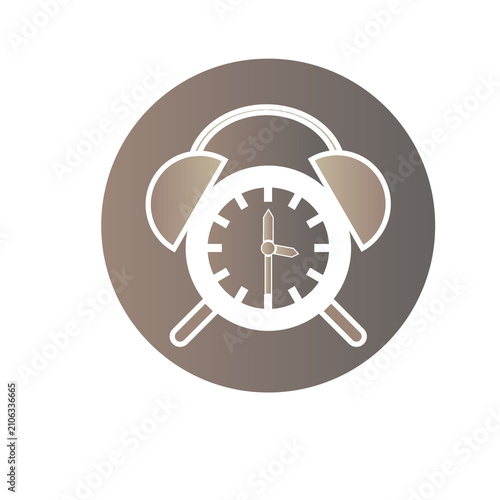 Alarm Clock Icon in Brown Circle – Modern Flat Line Time Management, Wake Up and Schedule Symbol