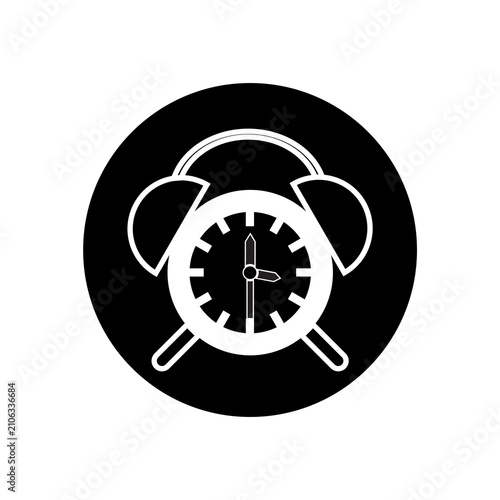 Alarm Clock Icon in Brown Circle – Modern Flat Line Time Management, Wake Up and Schedule Symbol