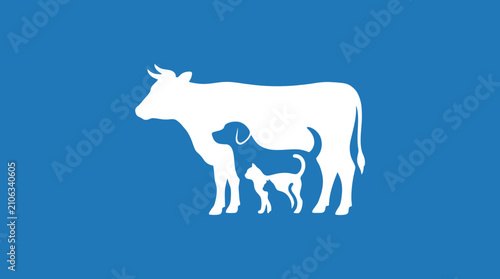 Veterinary clinic logo with farm animal silhouettes.