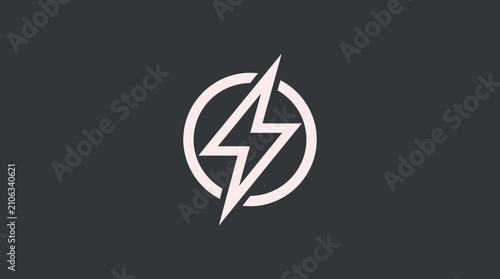 White lightning bolt flash icon inside circular border.