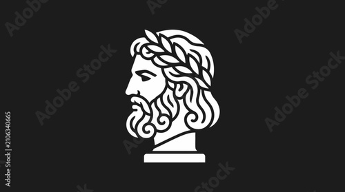 Ancient Greek philosopher head profile bust icon.