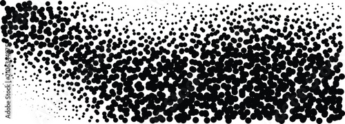 Obraz na płótnie Black halftone dot pattern with a descending gradient on white surface