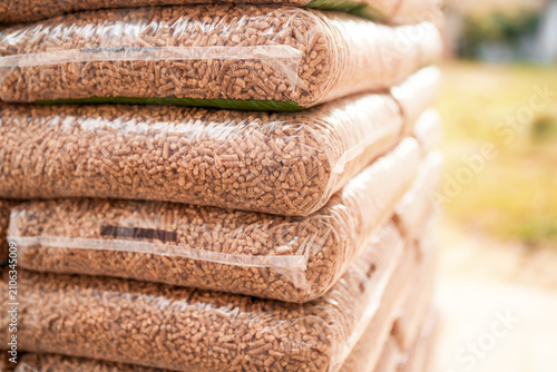 Картината върху платно Natural heating material stacked for distribution
