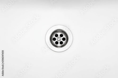 Stainless Steel Kitchen Sink Drain on White Background
