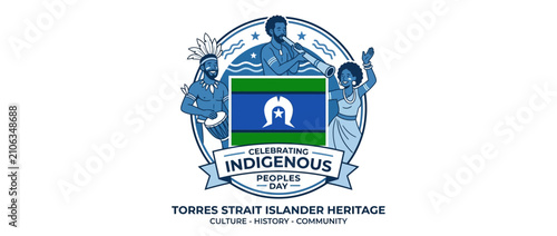Indigenous Peoples Day Celebration with Cultural Figures and Flag