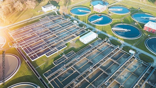 Quadro su tela Circular basins in wastewater treatment system