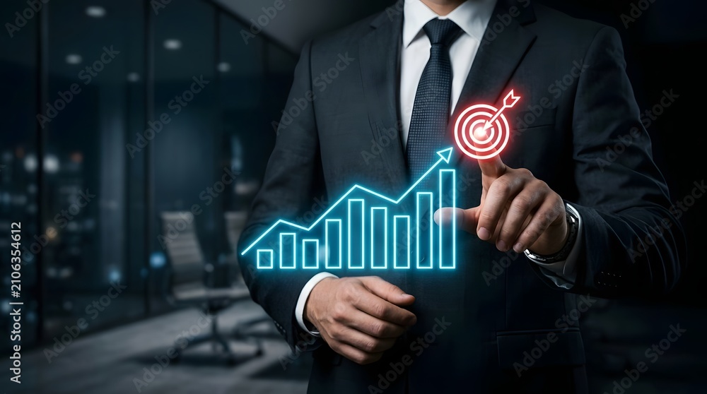Obraz premium Business professional targeting growth with digital data insights
