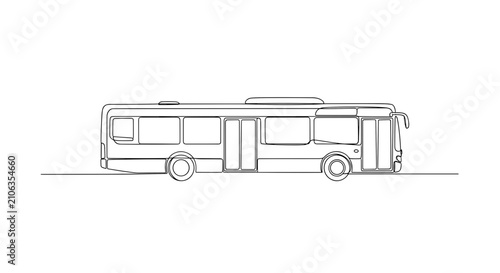 Accessible low floor city bus in continuous one line drawing style