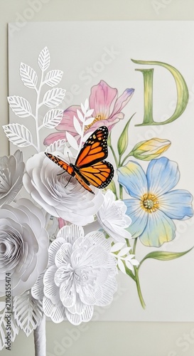 Delicate Blooms and Monarch's Grace