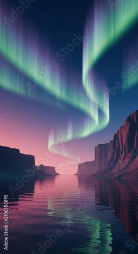 Aurora's Embrace Over Canyon Waters