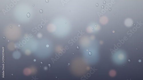 Bild auf Leinwand Water droplets on glass with bokeh effect