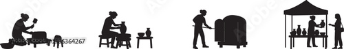 Foto Collection Silhouette Vector Handmade Pottery Production from Raw Clay to Custom