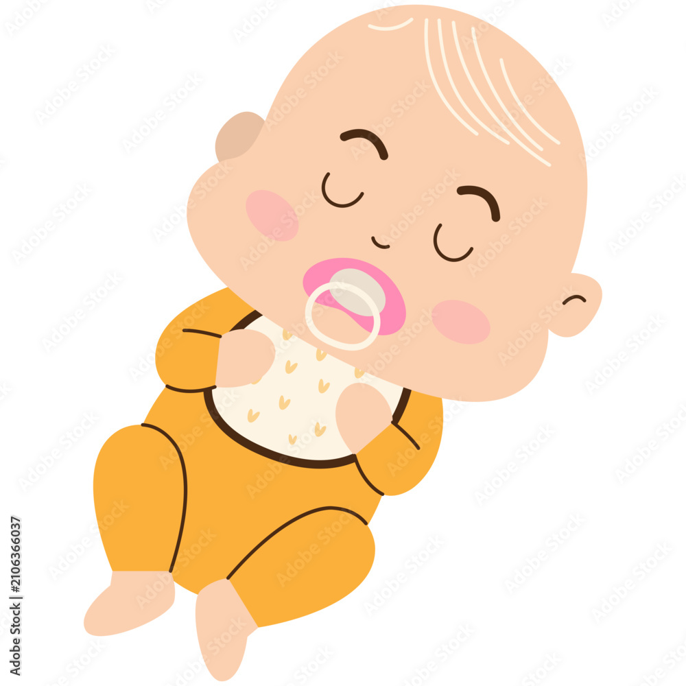 Fototapeta premium Newborn Baby Boy Character in Cartoon Design. Vector Illustration.
