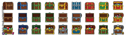 Obraz na płótnie Pixel Art Treasure Chests Collection