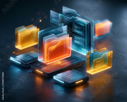 Abstract visualizing secure data storage and information transfer in a network