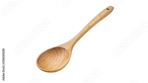 Cuadro en lienzo Simple single natural brown wooden cooking spoon utensil isolated on transparent