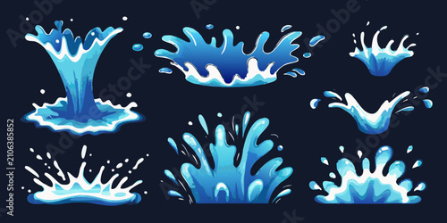Canvastavla water splash elements vector illustration blue liquid