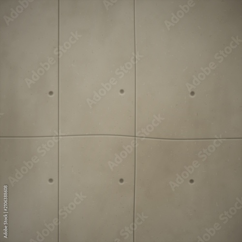 Fotografie Concrete wall with panel lines and circular indentations