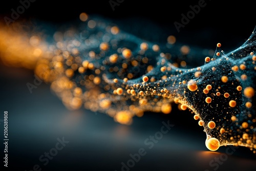 abstract dark surface with glowing golden particles creating a luxurious, flowing texture